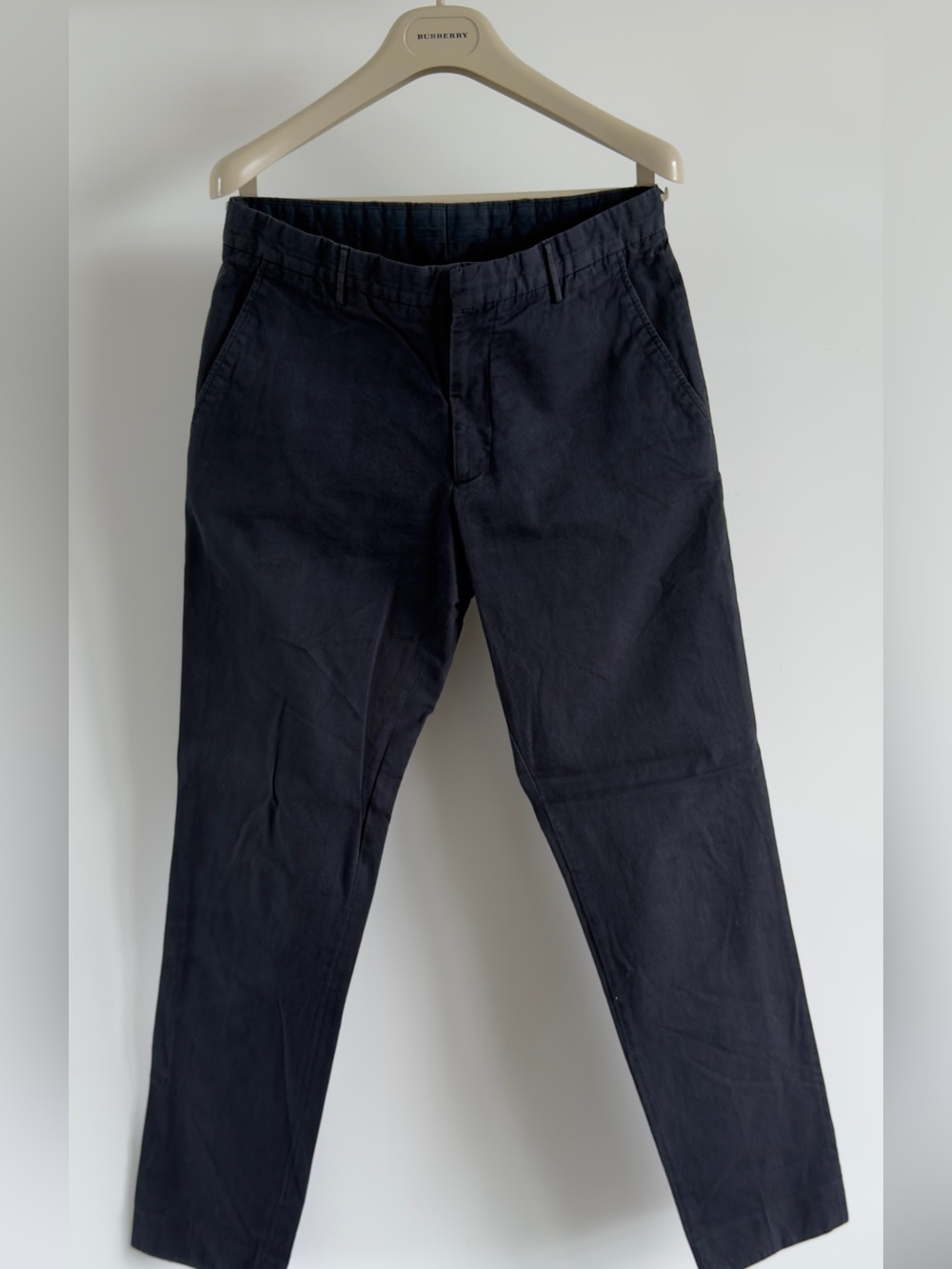 Authentic Burberry Men’s Blue Cotton Pants – Made in Portugal